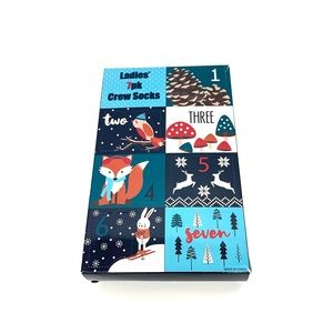 Christmas Advent 7 Days Of Ladies Crew Socks Size 9-11 Shoe Size 4-10 Nwt Nib
